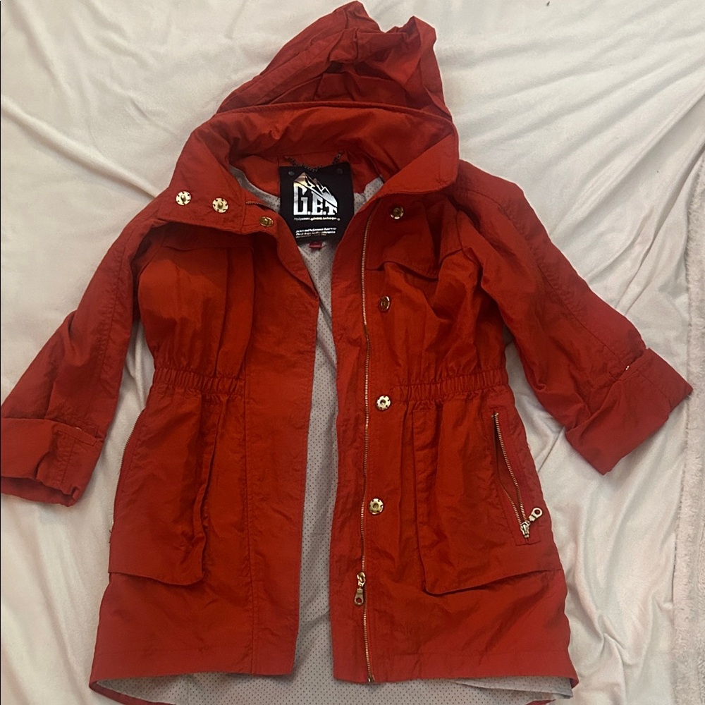 Stylish Red Utility Jacket with Hood